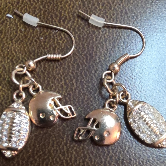 GOLD SUPERBOWL FOOTBALL EARRINGS - Picture 3 of 6